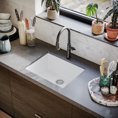 Karran Undermount 24.38 in Single Bowl Quartz Kitchen Sink