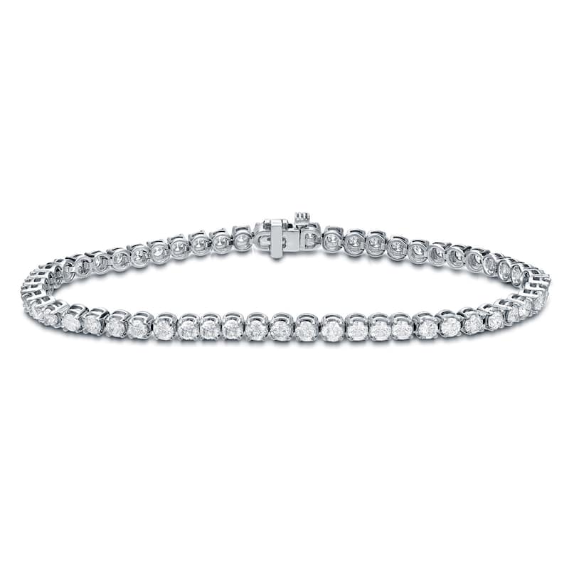 Auriya 14K Gold Lab Grown Round Diamond Tennis Bracelet 2.00 to 20.00 ct. tw. (E-F VS) - White - 2.00 ct. tw.