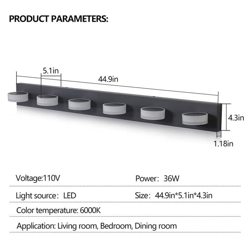 Sleek Black LED Vanity Light – Modern Wall-Mounted Bathroom Fixture for Mirrors & Showers‌