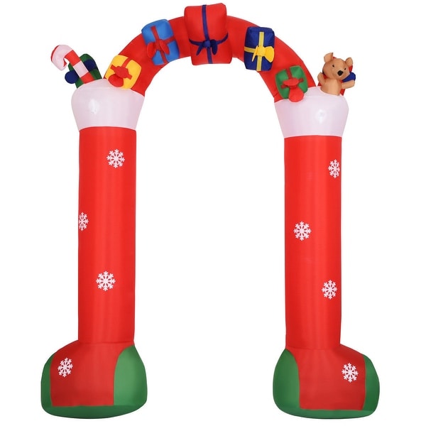 Costway 10' Inflatable Christmas Decoration Stocking Archway w/ Gift Boxes Lighted Yard