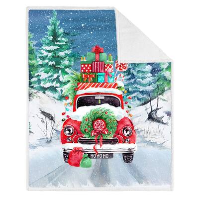 Premium Reversible Christmas Throw 60in x 48in (Christmas Car)
