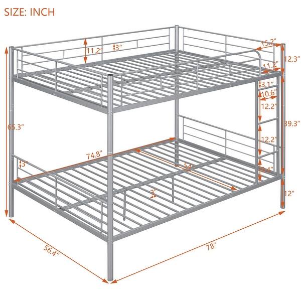 Contemporary Full over Full Metal Bunk Bed with Solid Stability, Save Space or Split Into 2 Beds, Crafted for Safety, Silver