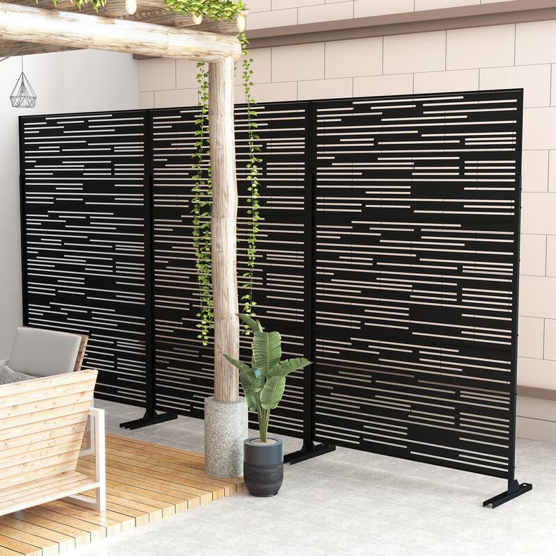 Metal Privacy Screen Wall Decoration Free Standing-6.3 ft. H X 4 ft. W