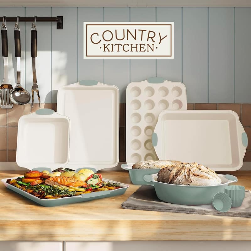 Country Kitchen Nonstick Stackable Bakeware Set - Durable, Easy Release Baking Set- 22 Pc. Includes Silicone Muffin Cups