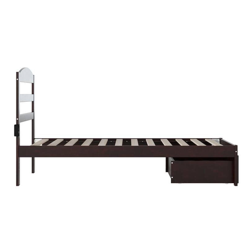 AFI Warren Platform Bed with Foot Drawer and Charging Station