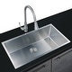 preview thumbnail 28 of 47, CB HOME Gold Kitchen Sink, 32" Rose Gold Undermount Kitchen Sink, Black Single Bowl Stainless Steel Kitchen Sink 16 Gauge 32''x19''-sink only - stainless steel