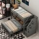 preview thumbnail 1 of 7, Twin Over Full Bunk Bed with Storage Stairs, Wooden Stairway Bunk Bed L-shaped Bunkbeds Frame, Twin Loft Bed w/Full Platform Bed Gray - Full