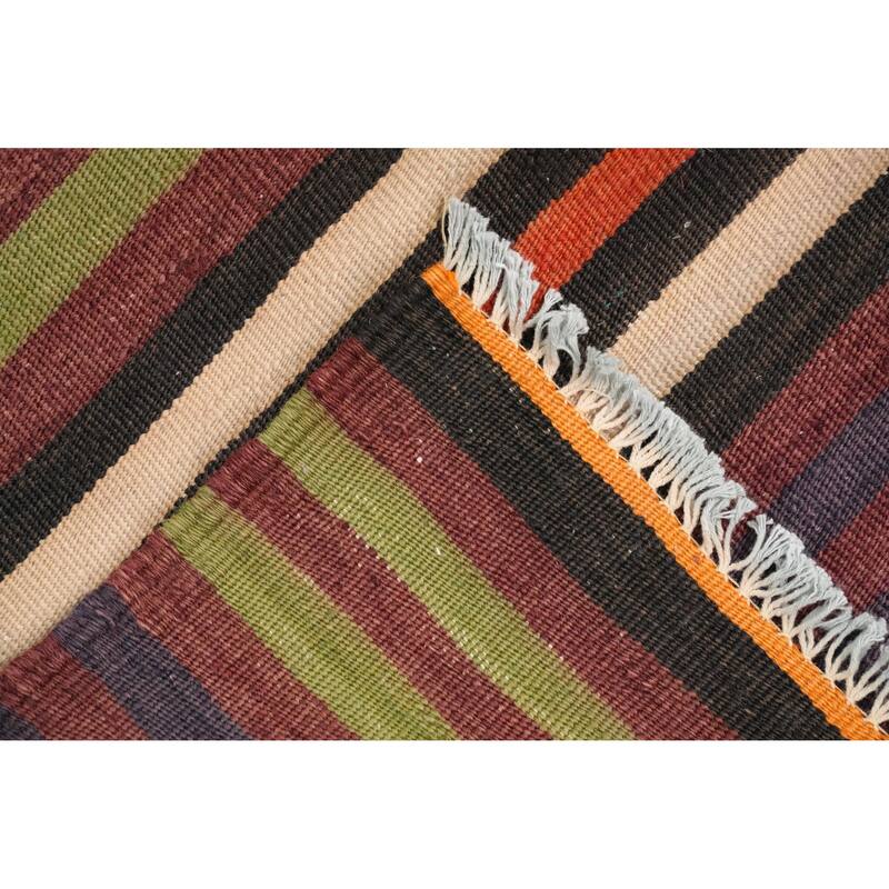 Hand Woven Oriental 100% Wool Carpet Southwestern Geometric Multi-Colored Kilim Area Rug - 6' 6'' X 5' 4''