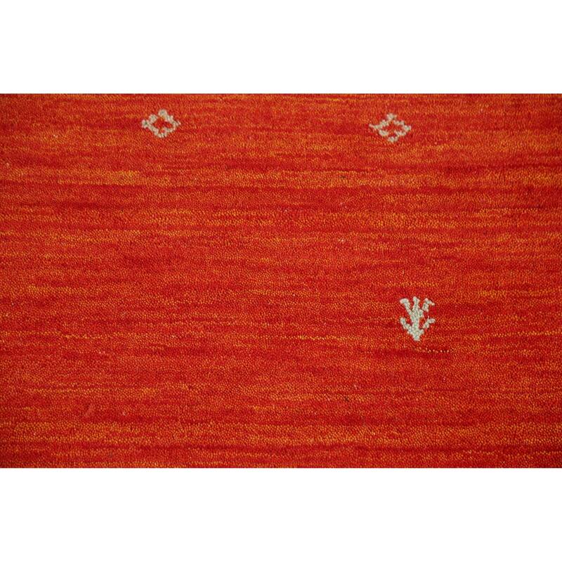 Orange Gabbeh Indian Rug Handmade Modern Wool Carpet - 4'7" x 6'5"