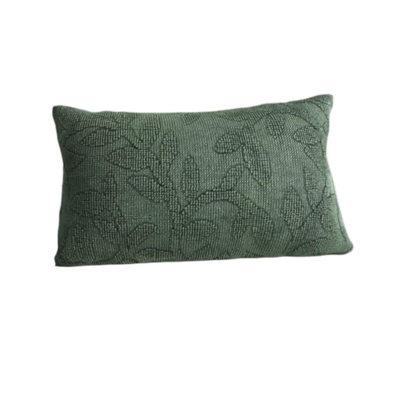 HomeRoots 14" X 26" Green Botanical Cotton Throw Pillow With Texture