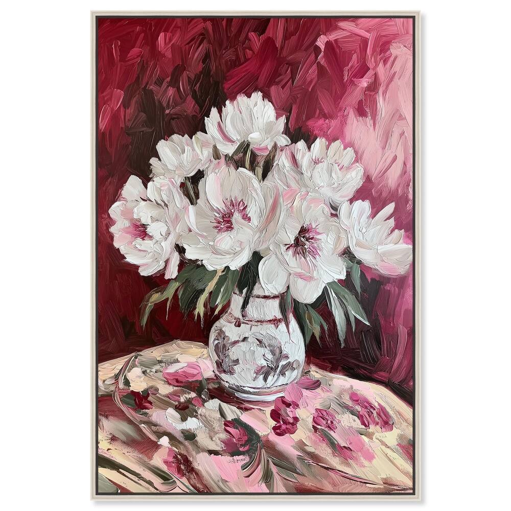 Peonies on Ruby Tide Canvas by Art Remedy
