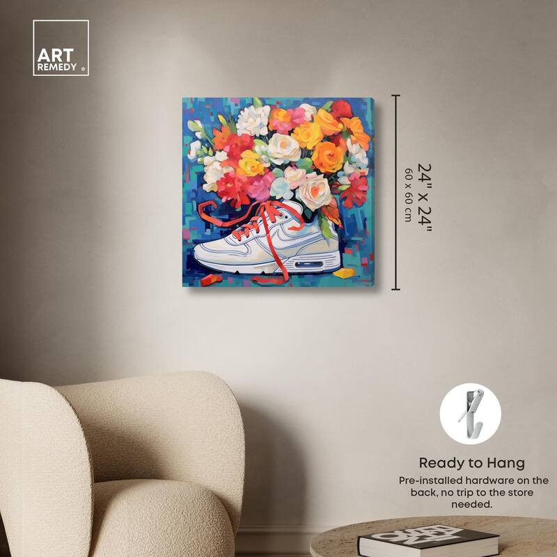 Whimsical Sneaker with Flowers Canvas by Art Remedy, Gallery Wrapped