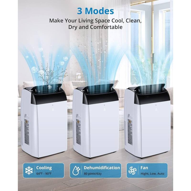 14000 Btu Portable Air Conditioners, Room up to 750 Sq. Ft, with Remote Control