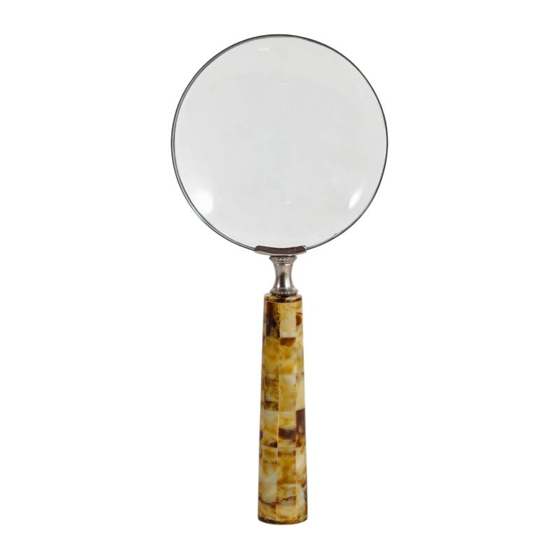 Resin Decorative Object Magnifying Glass Checkered Handle - 1" Brown - 4" x 9" x 1"