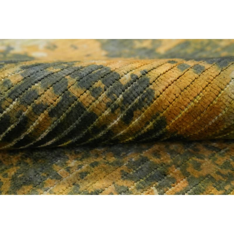 Hand Knotted Oriental Viscose Silk Carpet Modern All-Over Multi-Colored Abstract Area Rug - 8' 0'' X 5' 1''