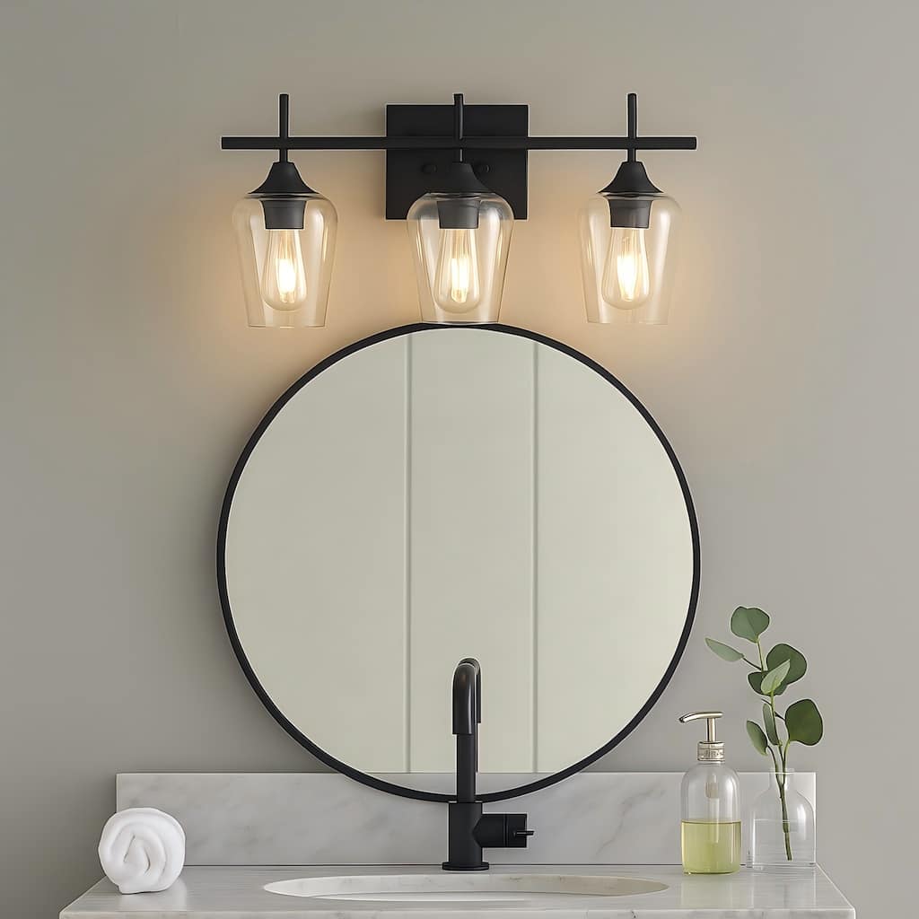 GetLedel 3-Light Dimmable Bathroom Vanity Light Wall Sconce with Clear Glass Shades