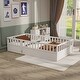 preview thumbnail 17 of 29, Twin Floor Bed Frame with Guardrails and Entryway Door Wooden Montessori Style Play