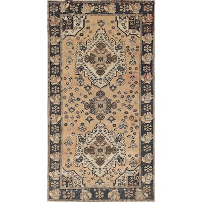 Bakhtiari Persian Vintage Area Rug Handmade Wool Carpet - 5'1" x 9'11"