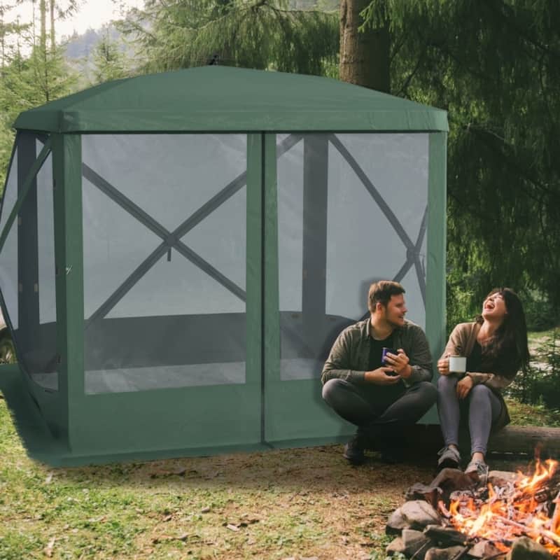Polyester Mesh Fiberglass Canopy Tent 3-4 Person - 7.1' L x 7.1' W x 6.9' H