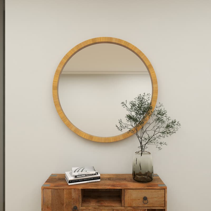 Wood Minimalistic Room Wall Mirror - Brown - Roche River Decor