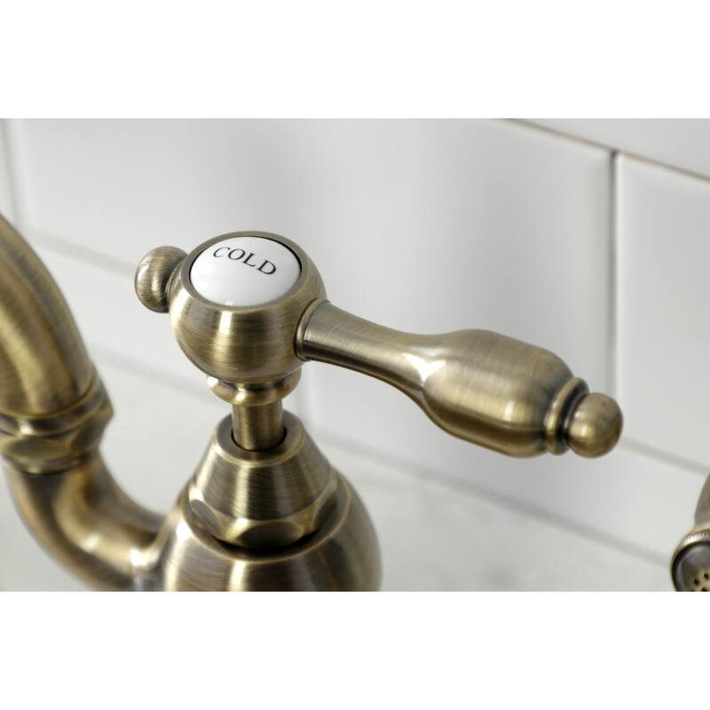 Kingston Brass Tudor Bridge Kitchen Faucet with Brass Sprayer