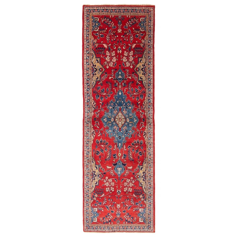 ECARPETGALLERY Hand-knotted Andelz Red Wool Rug - 3' 5" x 10' 10" - Red - 3' 5" x 10' 10" - Runner