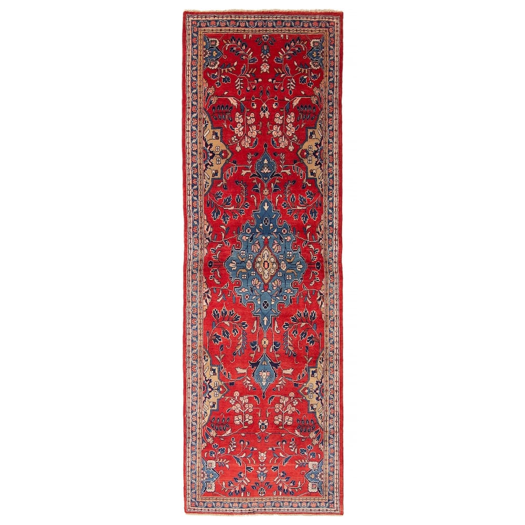 ECARPETGALLERY Hand-knotted Andelz Red Wool Rug - 3' 5" x 10' 10"