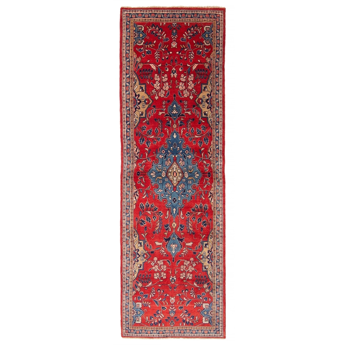 ECARPETGALLERY Hand-knotted Andelz Red Wool Rug - 3' 5" x 10' 10"