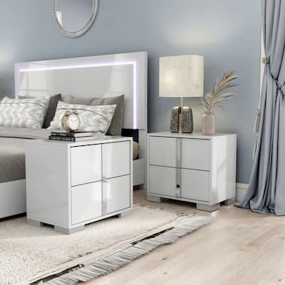 Furniture of America Erina Modern Glossy 2-drawer Nightstand (Set of 2)
