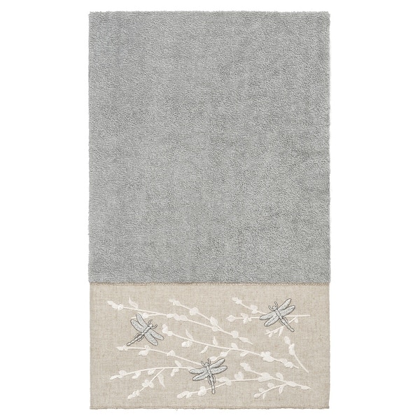 slide 2 of 3, Authentic Hotel and Spa 100% Turkish Cotton Braelyn Embellished Bath Towel Light Gray