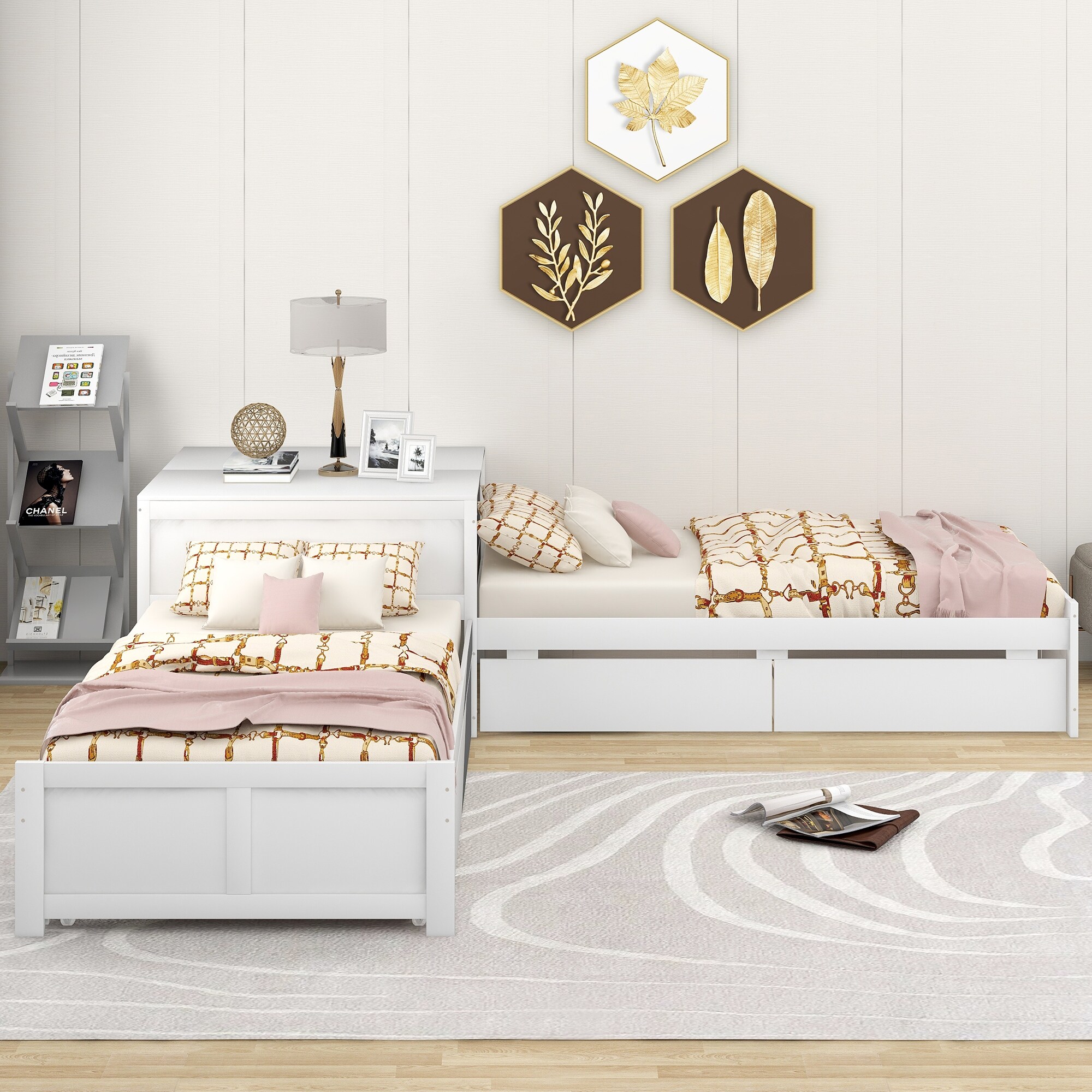 L shaped corner twin beds outlet