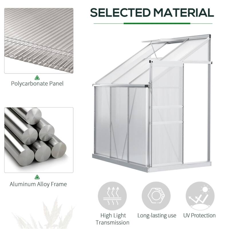 6.3'x4.2'x7' Wall-Mounted Greenhouse Aluminum Alloy Frame with UV Protection Polycarbonate Roof