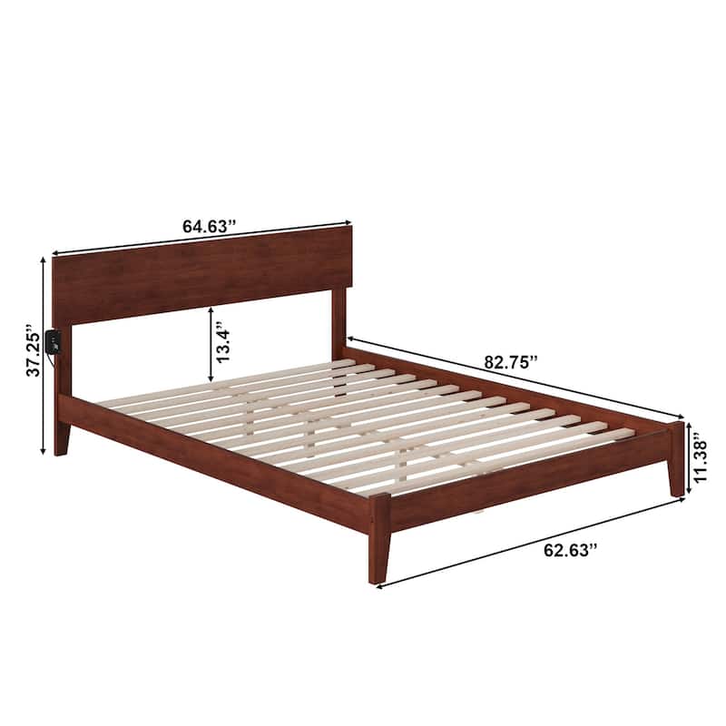 Orlando Queen Low Profile Wood Platform Bed in Walnut