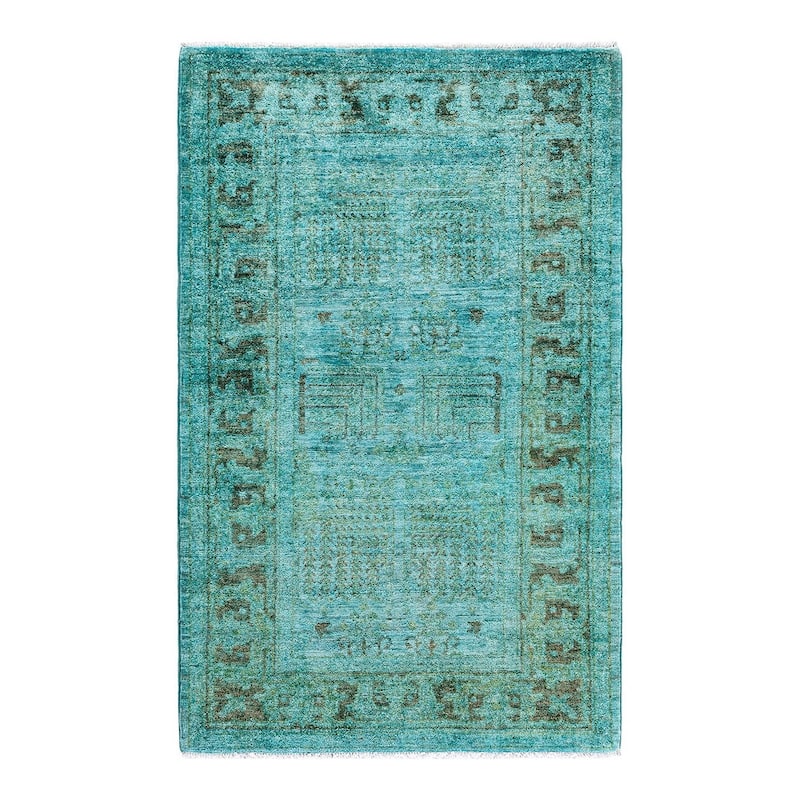 Contemporary Overdyed Wool Hand Knotted Area Rug - 3' 3" x 5' 0"