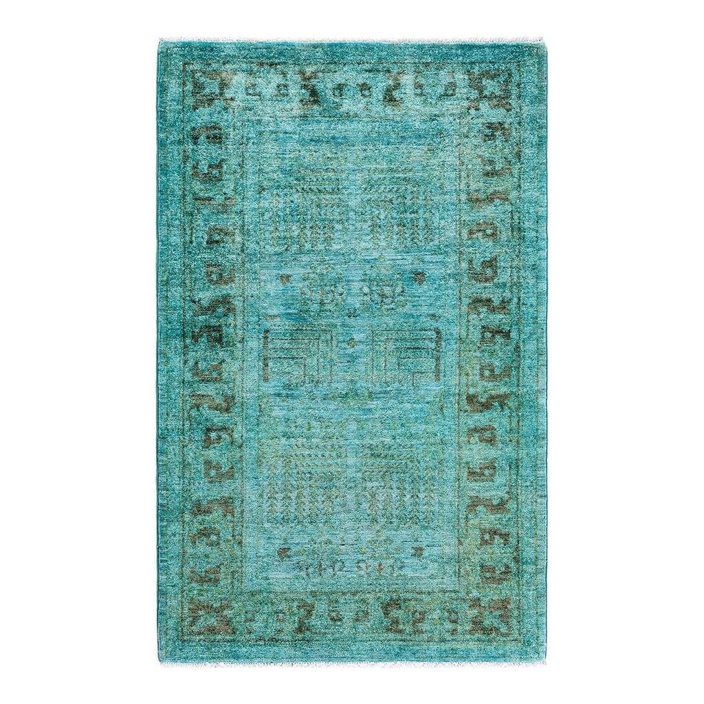 Contemporary Overdyed Wool Hand Knotted Area Rug - 3' 3" x 5' 0"