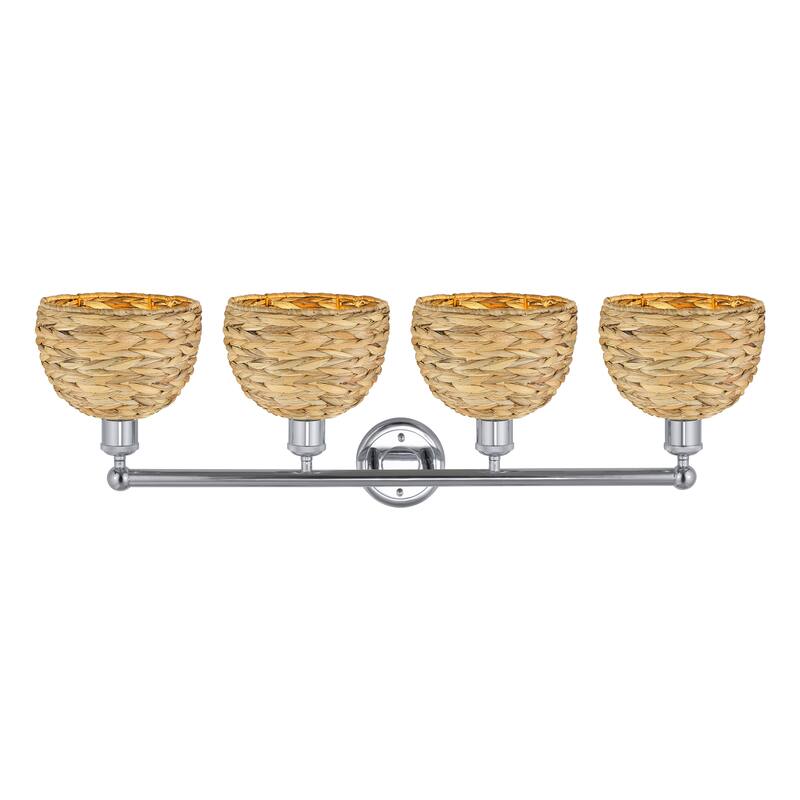 Innovations Lighting Endless Possibilities Edison - Woven Rattan - 4 Light 35" Bath Vanity Light