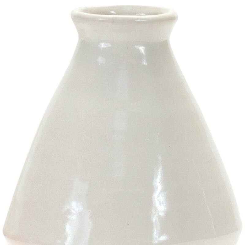 Set of 2 White Terracotta Bud Vases for Tabletop Decor