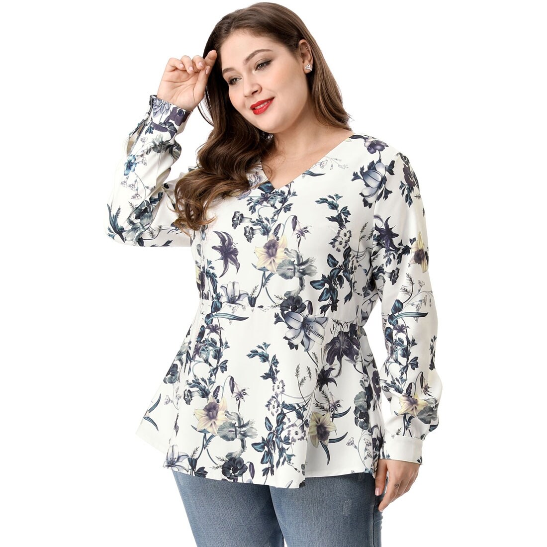 white peplum plus size top