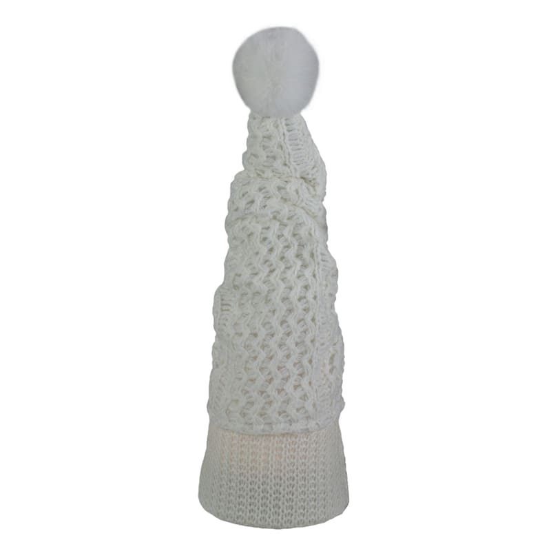 16" LED Lighted White Knit Gnome Christmas Figure