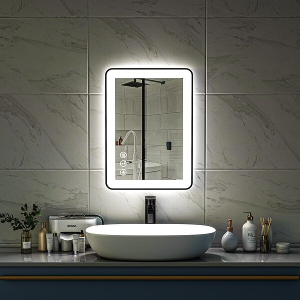 TOOLKISS Black Frame Anti-Fog Dimmable LED Light Vanity