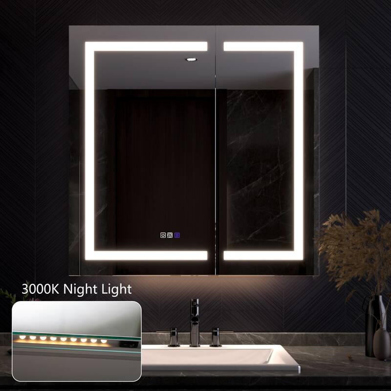 Modland 24"-42W x 36"H LED Medicine Cabinet Mirror with USB Charging,5x Makeup Mirror