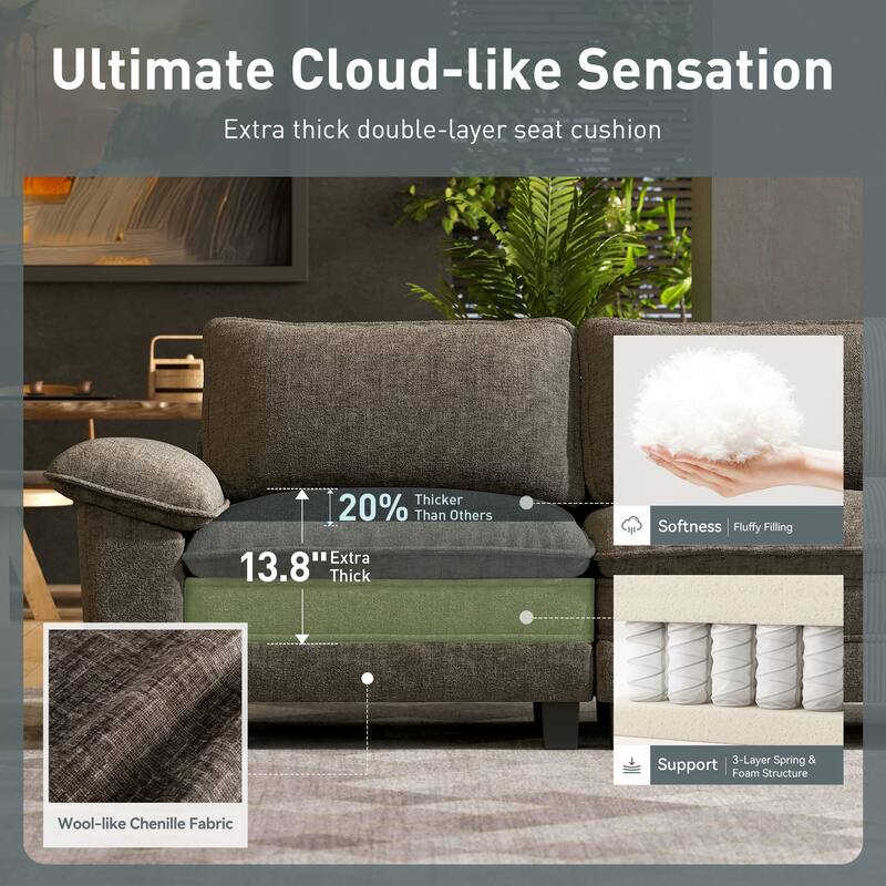 MAISON ARTS 2-Piece Living Room Sofa Set, Comfy 3/4/5-Seater Modular Loveseat & Armchair with Throw Pillows