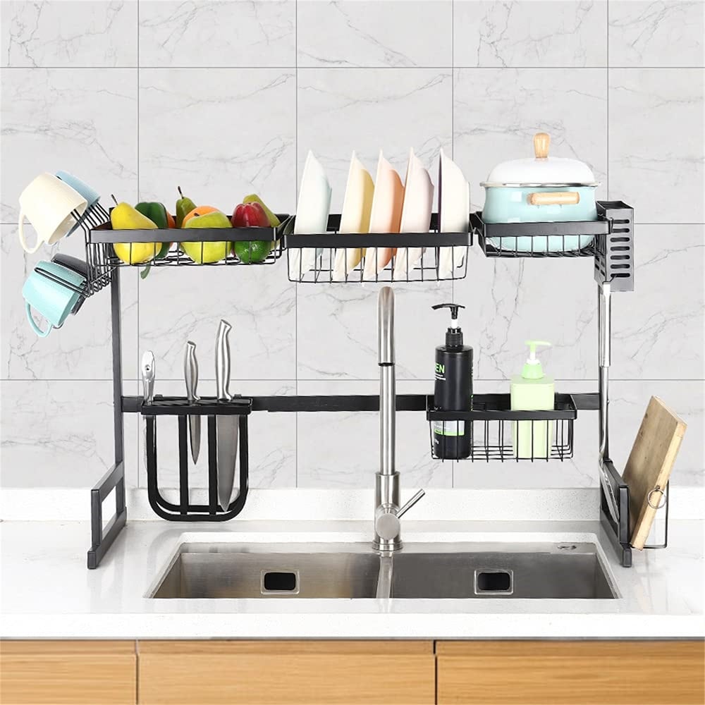 Dish Drying Rack Over the Sink Kitchen Sink Organizer, Stainless Steel - On  Sale - Bed Bath & Beyond - 35372353