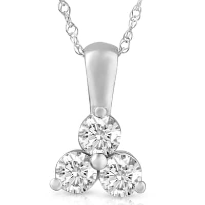 2 Ct TW Diamond 3-Stone Pendant in White Gold Necklace Lab Grown
