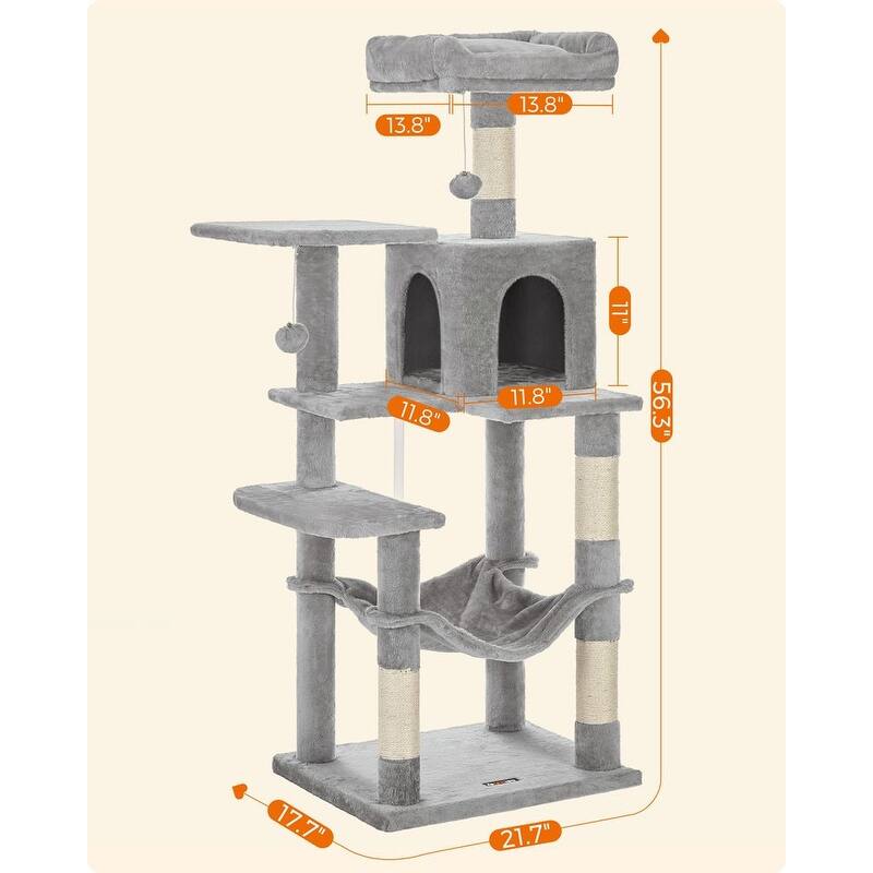 Plush Multi-Level Cat Tree with Sisal-Covered Scratching Posts and Cozy Hideouts for Indoor Cats