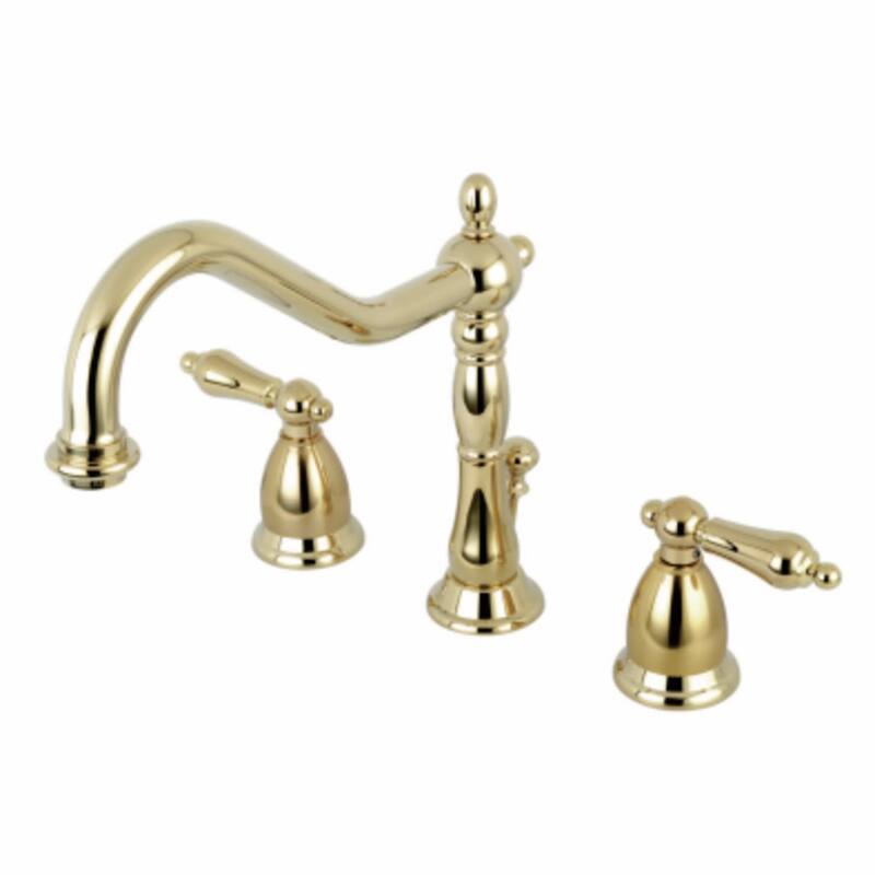 Kingston Brass Heritage Widespread Bathroom Faucet with Brass Pop-Up - Polished Brass