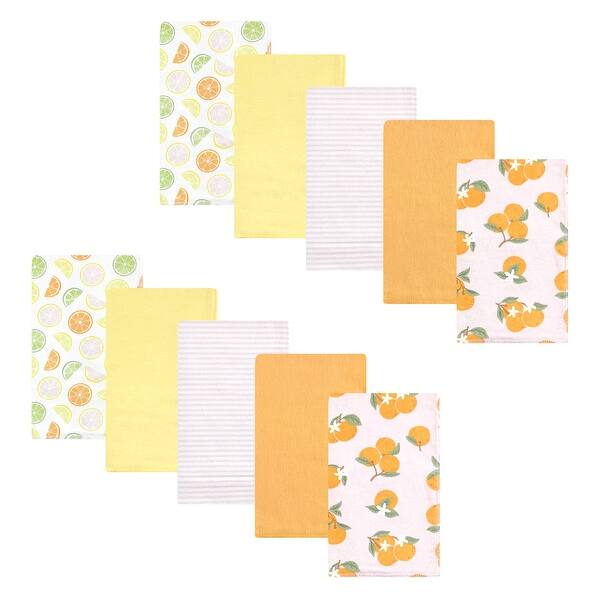 slide 1 of 1, Hudson Baby Infant Girl Cotton Flannel Burp Cloths, Citrus Orange, One Size - Citrus Orange - One Size One Size - Citrus Orange