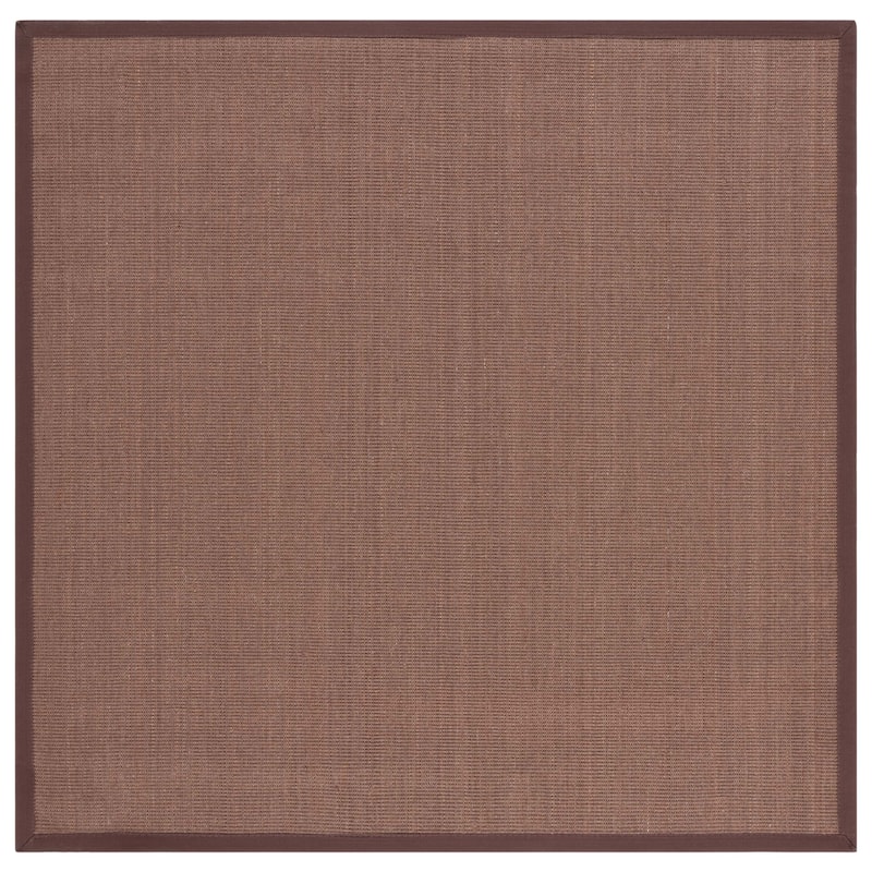 SAFAVIEH Natural Fiber Alleen Casual Border Sisal Rug - 6' Square - Brown/Brown