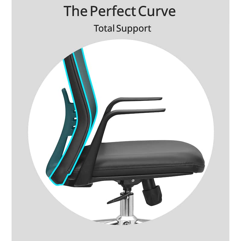 Modern Ergonomic Office Chair Faux Leather Upholstery Lumbar Support