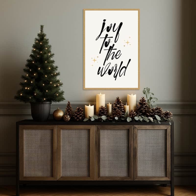 Joy To the World by Eins Kubistika (23 x 33 in.), Framed Canvas Wall Art Print - Sylvie Bright Gold